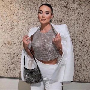 Zara Open Back Rhinestone Top